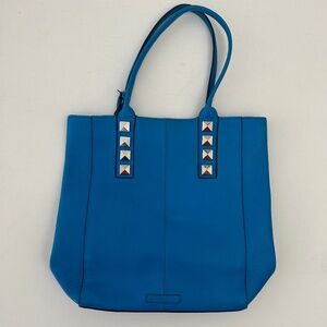 BCBGMAXAZRIA Turquoise Pebble Leather Tote with Silver/Metal Accents